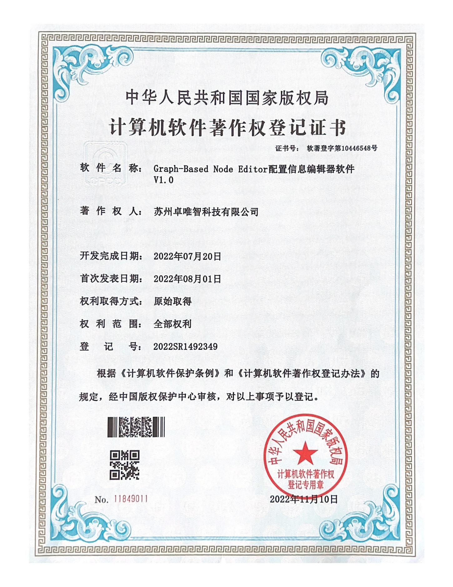 软件著作权-Graph-Based Node Editor配置信息编辑器软件V1.0